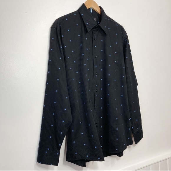 Bellissimo Black Pinstripe Dress Shirt Size L - Picture 12 of 12